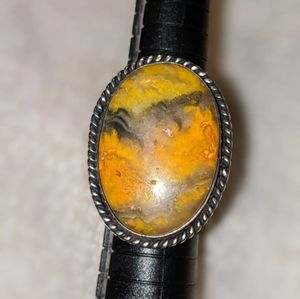 Bumblebee Jasper Silver Ring